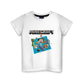 Детская футболка хлопок с принтом Heroes of Minecraft в Санкт-Петербурге, 100% хлопок | круглый вырез горловины, полуприлегающий силуэт, длина до линии бедер | boom | minecraft | игры | компьютерные игры | майнкрафт