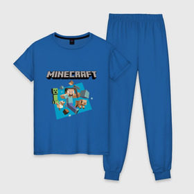 Женская пижама хлопок с принтом Heroes of Minecraft в Санкт-Петербурге, 100% хлопок | брюки и футболка прямого кроя, без карманов, на брюках мягкая резинка на поясе и по низу штанин | boom | minecraft | игры | компьютерные игры | майнкрафт