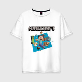 Женская футболка хлопок Oversize с принтом Heroes of Minecraft в Санкт-Петербурге, 100% хлопок | свободный крой, круглый ворот, спущенный рукав, длина до линии бедер
 | Тематика изображения на принте: boom | minecraft | игры | компьютерные игры | майнкрафт