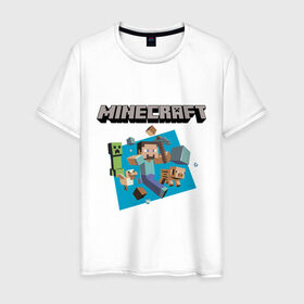 Мужская футболка хлопок с принтом Heroes of Minecraft в Санкт-Петербурге, 100% хлопок | прямой крой, круглый вырез горловины, длина до линии бедер, слегка спущенное плечо. | boom | minecraft | игры | компьютерные игры | майнкрафт