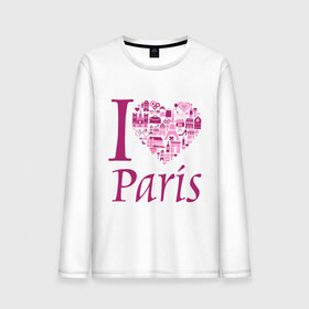 Мужской лонгслив хлопок с принтом люблю Париж в Санкт-Петербурге, 100% хлопок |  | Тематика изображения на принте: i love paris | i paris | люблю париж | я люблю париж
