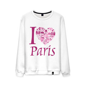 Мужской свитшот хлопок с принтом люблю Париж в Санкт-Петербурге, 100% хлопок |  | i love paris | i paris | люблю париж | я люблю париж