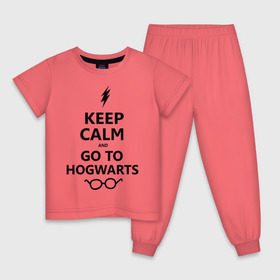 Детская пижама хлопок с принтом Keep calm and go to hogwarts. в Санкт-Петербурге, 100% хлопок |  брюки и футболка прямого кроя, без карманов, на брюках мягкая резинка на поясе и по низу штанин
 | keep calm | сохраняйте спокойствие