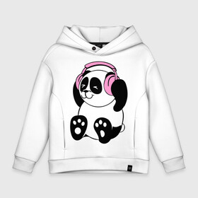 Детское худи Oversize хлопок с принтом Panda in headphones (панда в наушниках) в Санкт-Петербурге, френч-терри — 70% хлопок, 30% полиэстер. Мягкий теплый начес внутри —100% хлопок | боковые карманы, эластичные манжеты и нижняя кромка, капюшон на магнитной кнопке | Тематика изображения на принте: панда