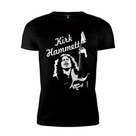 Мужская футболка премиум с принтом Kirk Hammett (Metallica) в Санкт-Петербурге, 92% хлопок, 8% лайкра | приталенный силуэт, круглый вырез ворота, длина до линии бедра, короткий рукав | металлика
