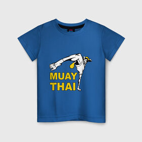 Детская футболка хлопок с принтом Muay thai (Тайский бокс) в Санкт-Петербурге, 100% хлопок | круглый вырез горловины, полуприлегающий силуэт, длина до линии бедер | Тематика изображения на принте: муай тай