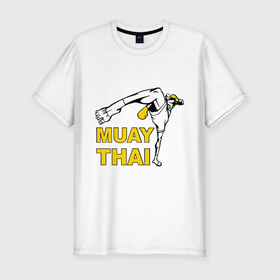 Мужская футболка премиум с принтом Muay thai (Тайский бокс) в Санкт-Петербурге, 92% хлопок, 8% лайкра | приталенный силуэт, круглый вырез ворота, длина до линии бедра, короткий рукав | муай тай