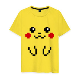 Мужская футболка хлопок с принтом Bit Pikachu в Санкт-Петербурге, 100% хлопок | прямой крой, круглый вырез горловины, длина до линии бедер, слегка спущенное плечо. | Тематика изображения на принте: 8 бит | pockemon | пикачу. покемоны | пиксели | покемон