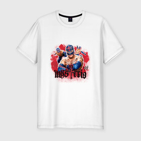 Мужская футболка премиум с принтом WWE Mysterio в Санкт-Петербурге, 92% хлопок, 8% лайкра | приталенный силуэт, круглый вырез ворота, длина до линии бедра, короткий рукав | джон сина