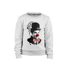 Детский свитшот хлопок с принтом Чарли Чаплин в Санкт-Петербурге, 100% хлопок | круглый вырез горловины, эластичные манжеты, пояс и воротник | 1 апреля | lera | день смеха | клоун | нос | прикол | шутить изволите | шутка | юморист