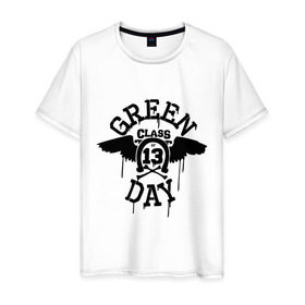 Мужская футболка хлопок с принтом Green day class of 13 в Санкт-Петербурге, 100% хлопок | прямой крой, круглый вырез горловины, длина до линии бедер, слегка спущенное плечо. | green day | rock | грин дэй | музыка | подкова | рок группа