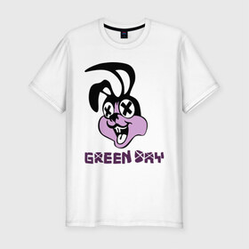 Мужская футболка премиум с принтом Green day rabbit в Санкт-Петербурге, 92% хлопок, 8% лайкра | приталенный силуэт, круглый вырез ворота, длина до линии бедра, короткий рукав | green day | rock | грин дэй | кролик | музыка | рок группа