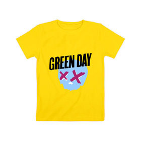 Детская футболка хлопок с принтом Green day skull в Санкт-Петербурге, 100% хлопок | круглый вырез горловины, полуприлегающий силуэт, длина до линии бедер | green day | rock | грин дэй | музыка | рок группа