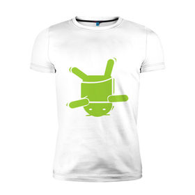 Мужская футболка премиум с принтом android na golove в Санкт-Петербурге, 92% хлопок, 8% лайкра | приталенный силуэт, круглый вырез ворота, длина до линии бедра, короткий рукав | Тематика изображения на принте: 