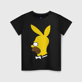 Детская футболка хлопок с принтом Playboy Homer Simpson в Санкт-Петербурге, 100% хлопок | круглый вырез горловины, полуприлегающий силуэт, длина до линии бедер | Тематика изображения на принте: гомер