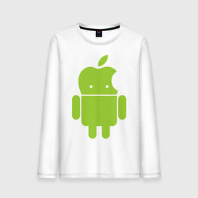 Мужской лонгслив хлопок с принтом Android Applehead в Санкт-Петербурге, 100% хлопок |  | android | apple | админам | андроид | для админов | эпл