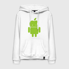 Мужская толстовка хлопок с принтом Android Applehead в Санкт-Петербурге, френч-терри, мягкий теплый начес внутри (100% хлопок) | карман-кенгуру, эластичные манжеты и нижняя кромка, капюшон с подкладом и шнурком | android | apple | админам | андроид | для админов | эпл