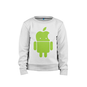 Детский свитшот хлопок с принтом Android Applehead в Санкт-Петербурге, 100% хлопок | круглый вырез горловины, эластичные манжеты, пояс и воротник | android | apple | админам | андроид | для админов | эпл