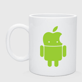 Кружка с принтом Android Applehead в Санкт-Петербурге, керамика | объем — 330 мл, диаметр — 80 мм. Принт наносится на бока кружки, можно сделать два разных изображения | android | apple | админам | андроид | для админов | эпл