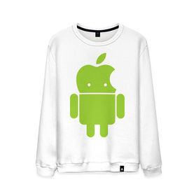Мужской свитшот хлопок с принтом Android Applehead в Санкт-Петербурге, 100% хлопок |  | android | apple | админам | андроид | для админов | эпл
