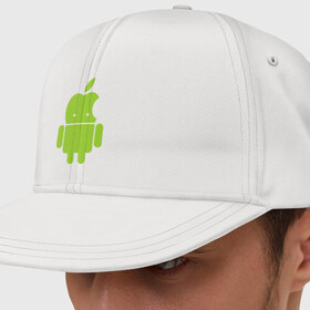 Кепка снепбек с прямым козырьком с принтом Android Applehead в Санкт-Петербурге, хлопок 100% |  | android | apple | админам | андроид | для админов | эпл