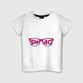 Детская футболка хлопок с принтом Swag винтажные очки в Санкт-Петербурге, 100% хлопок | круглый вырез горловины, полуприлегающий силуэт, длина до линии бедер | swag | очки | сваг | свег | свег стиль | свэг