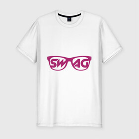 Мужская футболка премиум с принтом Swag винтажные очки в Санкт-Петербурге, 92% хлопок, 8% лайкра | приталенный силуэт, круглый вырез ворота, длина до линии бедра, короткий рукав | swag | очки | сваг | свег | свег стиль | свэг