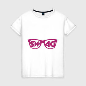 Женская футболка хлопок с принтом Swag винтажные очки в Санкт-Петербурге, 100% хлопок | прямой крой, круглый вырез горловины, длина до линии бедер, слегка спущенное плечо | swag | очки | сваг | свег | свег стиль | свэг