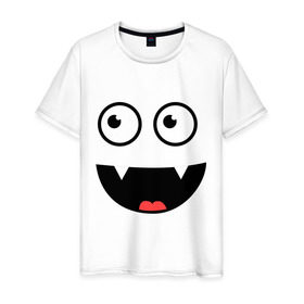 Мужская футболка хлопок с принтом Хитрый смайлик улыбается в Санкт-Петербурге, 100% хлопок | прямой крой, круглый вырез горловины, длина до линии бедер, слегка спущенное плечо. | smile | смайл | смайлик | улыбающийся смайлик | улыбка