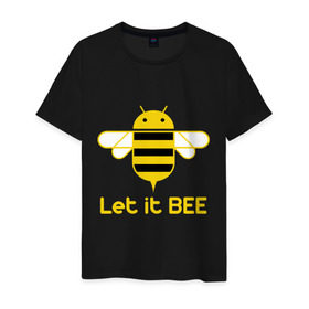 Мужская футболка хлопок с принтом Android - Let It Bee в Санкт-Петербурге, 100% хлопок | прямой крой, круглый вырез горловины, длина до линии бедер, слегка спущенное плечо. | 