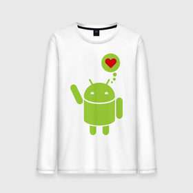 Мужской лонгслив хлопок с принтом Love Android в Санкт-Петербурге, 100% хлопок |  | Тематика изображения на принте: 
