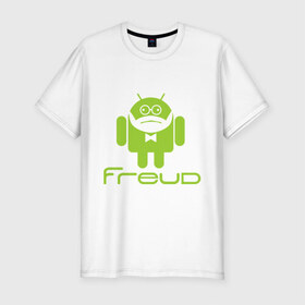 Мужская футболка премиум с принтом Android Freud в Санкт-Петербурге, 92% хлопок, 8% лайкра | приталенный силуэт, круглый вырез ворота, длина до линии бедра, короткий рукав | android | андроид