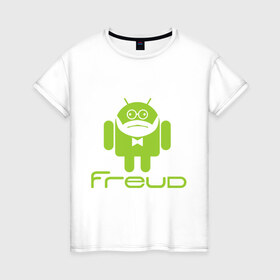 Женская футболка хлопок с принтом Android Freud в Санкт-Петербурге, 100% хлопок | прямой крой, круглый вырез горловины, длина до линии бедер, слегка спущенное плечо | android | андроид