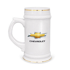 Кружка пивная с принтом Chevrolet логотип в Санкт-Петербурге,  керамика (Материал выдерживает высокую температуру, стоит избегать резкого перепада температур) |  объем 630 мл | chevrole | chevrolet | logo chevrolet | логотип chevrole | логотип шевроле | шевроле