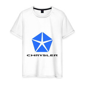 Мужская футболка хлопок с принтом Chrysler логотип в Санкт-Петербурге, 100% хлопок | прямой крой, круглый вырез горловины, длина до линии бедер, слегка спущенное плечо. | chrysler | краислер | логотип chrysler | логотип краислер