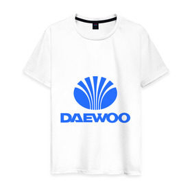 Мужская футболка хлопок с принтом Logo daewoo в Санкт-Петербурге, 100% хлопок | прямой крой, круглый вырез горловины, длина до линии бедер, слегка спущенное плечо. | daewoo | автомобиль daewoo | автомобиль дейву | дайву | логотип daewoo | логотип дайву | логотип дейву
