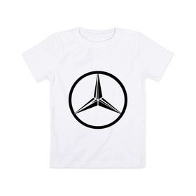Детская футболка хлопок с принтом Mercedes-Benz logo в Санкт-Петербурге, 100% хлопок | круглый вырез горловины, полуприлегающий силуэт, длина до линии бедер | Тематика изображения на принте: mercedes | mercedes benz | логотип mercedes | логотип mercedes benz | логотип мерседерс бенс | мерен | мерседерс | мерседерс бенс