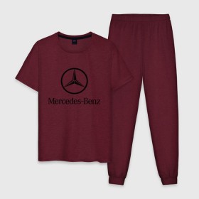 Мужская пижама хлопок с принтом Logo Mercedes-Benz в Санкт-Петербурге, 100% хлопок | брюки и футболка прямого кроя, без карманов, на брюках мягкая резинка на поясе и по низу штанин
 | mercedes | mercedes benz | логотип mercedes | логотип mercedes benz | логотип мерседерс бенс | мерен | мерседерс | мерседерс бенс