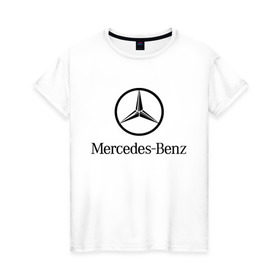Женская футболка хлопок с принтом Logo Mercedes-Benz в Санкт-Петербурге, 100% хлопок | прямой крой, круглый вырез горловины, длина до линии бедер, слегка спущенное плечо | mercedes | mercedes benz | логотип mercedes | логотип mercedes benz | логотип мерседерс бенс | мерен | мерседерс | мерседерс бенс