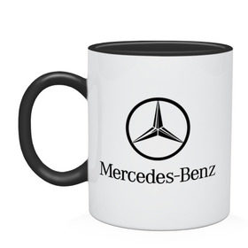Кружка двухцветная с принтом Logo Mercedes-Benz в Санкт-Петербурге, керамика | объем — 330 мл, диаметр — 80 мм. Цветная ручка и кайма сверху, в некоторых цветах — вся внутренняя часть | mercedes | mercedes benz | логотип mercedes | логотип mercedes benz | логотип мерседерс бенс | мерен | мерседерс | мерседерс бенс