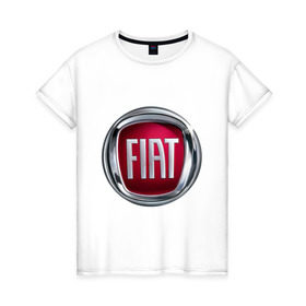 Женская футболка хлопок с принтом FIAT logo в Санкт-Петербурге, 100% хлопок | прямой крой, круглый вырез горловины, длина до линии бедер, слегка спущенное плечо | fiat | автомобиль фиат | логотип fiat | логотип фиат | фиат
