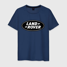 Мужская футболка хлопок с принтом Land Rover logo в Санкт-Петербурге, 100% хлопок | прямой крой, круглый вырез горловины, длина до линии бедер, слегка спущенное плечо. | land rove | автомобиль land rove | автомобиль ланд ровер | ланд ровер