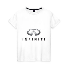 Женская футболка хлопок с принтом Logo Infiniti в Санкт-Петербурге, 100% хлопок | прямой крой, круглый вырез горловины, длина до линии бедер, слегка спущенное плечо | infiniti автомобиль | автомобиль инфинити | инфинити | логотип infiniti | логотип инфинити