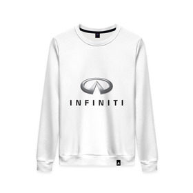 Женский свитшот хлопок с принтом Logo Infiniti в Санкт-Петербурге, 100% хлопок | прямой крой, круглый вырез, на манжетах и по низу широкая трикотажная резинка  | infiniti автомобиль | автомобиль инфинити | инфинити | логотип infiniti | логотип инфинити