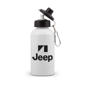Бутылка спортивная с принтом Jeep logo в Санкт-Петербурге, металл | емкость — 500 мл, в комплекте две пластиковые крышки и карабин для крепления | Тематика изображения на принте: jeep | автомобиль jeep | автомобиль джип | джип | логотип jeep | логотип джип
