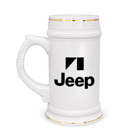 Кружка пивная с принтом Jeep logo в Санкт-Петербурге,  керамика (Материал выдерживает высокую температуру, стоит избегать резкого перепада температур) |  объем 630 мл | Тематика изображения на принте: jeep | автомобиль jeep | автомобиль джип | джип | логотип jeep | логотип джип