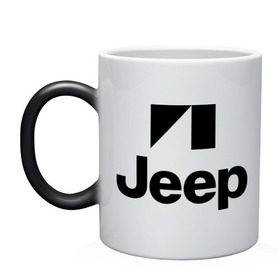 Кружка хамелеон с принтом Jeep logo в Санкт-Петербурге, керамика | меняет цвет при нагревании, емкость 330 мл | Тематика изображения на принте: jeep | автомобиль jeep | автомобиль джип | джип | логотип jeep | логотип джип