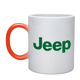 Кружка хамелеон с принтом Logo Jeep в Санкт-Петербурге, керамика | меняет цвет при нагревании, емкость 330 мл | Тематика изображения на принте: jeep | автомобиль jeep | автомобиль джип | джип | логотип jeep | логотип джип