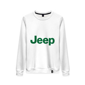 Женский свитшот хлопок с принтом Logo Jeep в Санкт-Петербурге, 100% хлопок | прямой крой, круглый вырез, на манжетах и по низу широкая трикотажная резинка  | jeep | автомобиль jeep | автомобиль джип | джип | логотип jeep | логотип джип