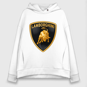 Женское худи Oversize хлопок с принтом Lamborghini logo в Санкт-Петербурге, френч-терри — 70% хлопок, 30% полиэстер. Мягкий теплый начес внутри —100% хлопок | боковые карманы, эластичные манжеты и нижняя кромка, капюшон на магнитной кнопке | lamborghini | автомобиль lamborghini | ламборджини | ламборджини автомобиль | логотип lamborghini | логотип ламборджини